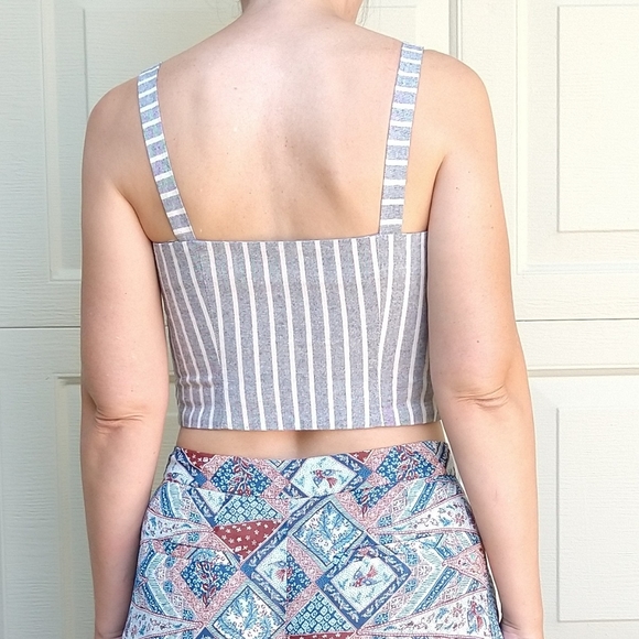 TOP SHOP chambray stripe bustier top S - Picture 8 of 14